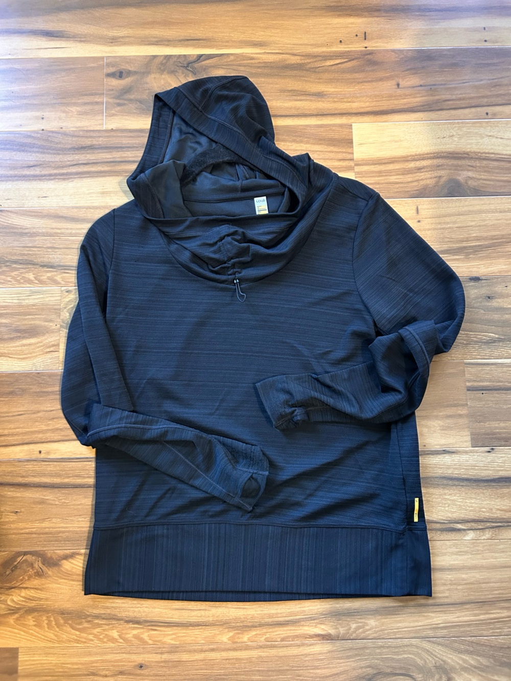 Lole Black Hooded Pullover with Thumbhole Cuffs